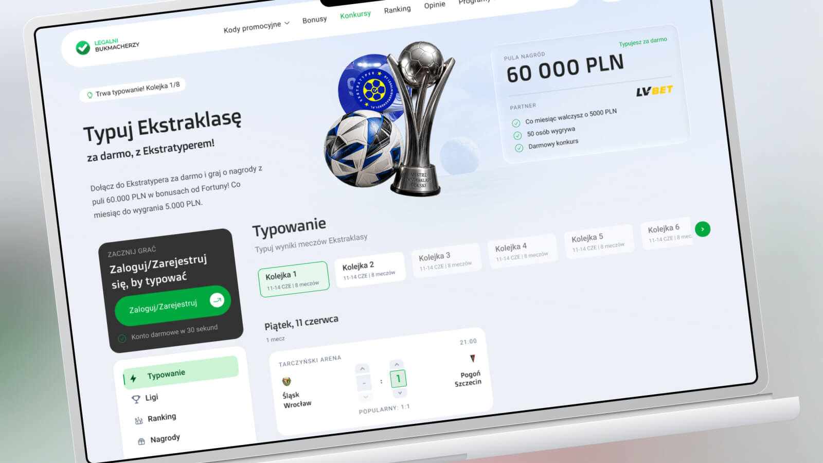 Ekstratyper — projekt interfejsu typowania meczów