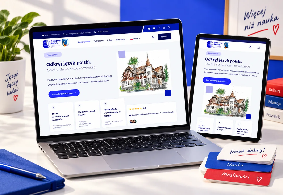 Mockup redesignu strony internetowej Discover Polish
